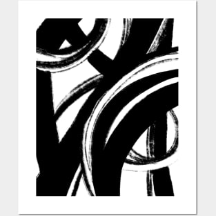 Abstract Black and White Grunge Shapes 1 Posters and Art